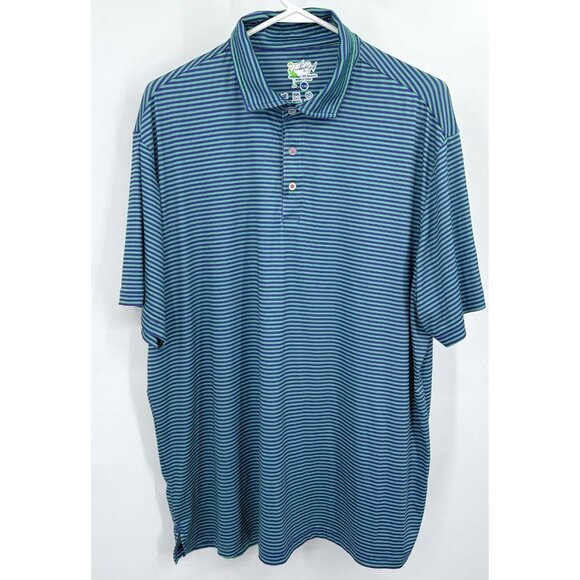 Tailorbyrd Polo Shirt Mens XXL Blue Purple Striped Golf Performance - Picture 1 of 4